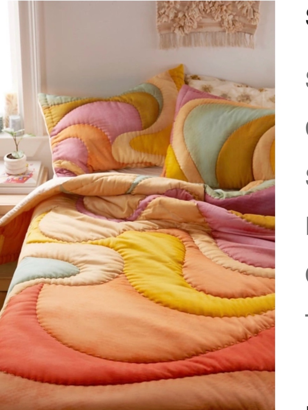 Urban Outfitters Multicolor Silas Wave Quilted Comforter - Pink, Yellow & Green